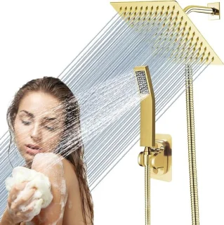 AWAXFOLO Vierkante Douche Set Goud