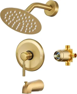 Baddouchekraanset 6 inch regendouchekop geborsteld goud