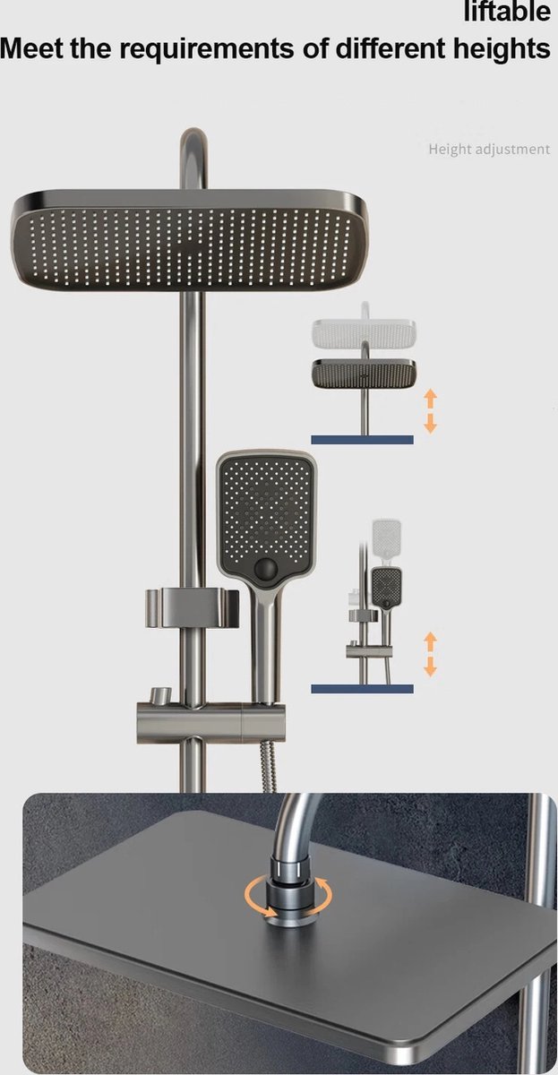 Badkamer Douchekraan Set Zwart Thermostaat Digital