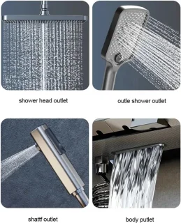 Badkamer Douchekraan Set Zwart Thermostaat Digital