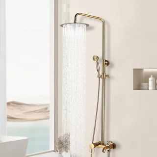Badkamer doucheset - thermostaatkraan in goud geborsteld, 80-120 cm
