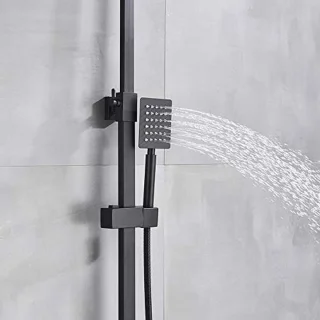 Badkamerkraan doucheset regendouche thermostatisch wandmontage zwart