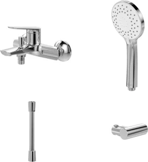 Badkraanset met douche - chroom