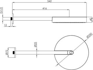 Ben Engraved Line inbouw regendoucheset 25cm mat zwart