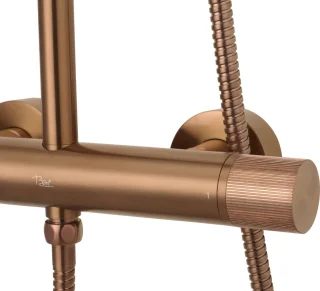 Ben Engraved Line regendouche Ø25cm geborsteld koper PVD
