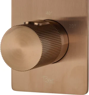 Ben Engraved Line Slim inbouw regendoucheset 25cm geborsteld koper