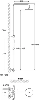 Ben Lavion 250 Cool regendoucheset mat zwart