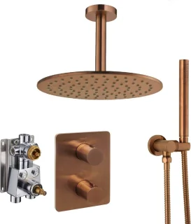 Ben Lavion 250 inbouw regendoucheset plafondaansluiting geborsteld koper