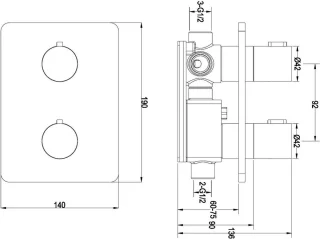 Ben Lavion 250 regendoucheset plafondaansluiting gunmetal