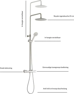 Ben Lavion Regendouche Thermostaatkraan Nikkel Rond 25cm