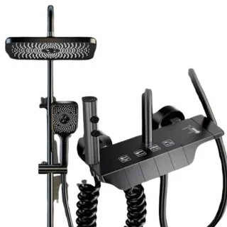 Bergson Doucheset Regendouche 82-110 cm Zwart