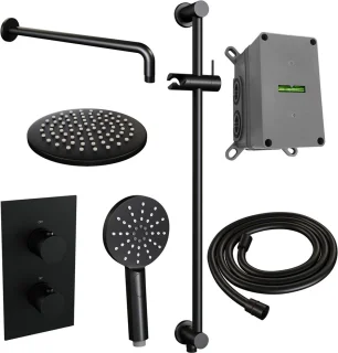 Black Edition 3-weg inbouw regendouche set mat zwart