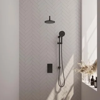 Black Edition 3-weg inbouw regendouche set mat zwart