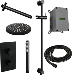 Black Edition thermostatische inbouw regendouche set mat zwart
