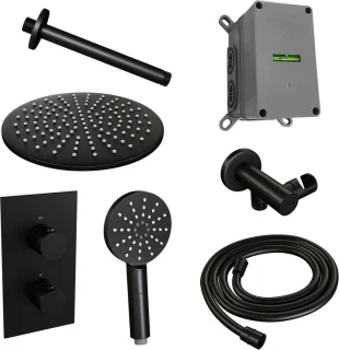 Black Edition Thermostatische Inbouw Regendouche Set Mat Zwart