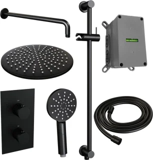 Black Edition thermostatische inbouw regendouche set mat zwart
