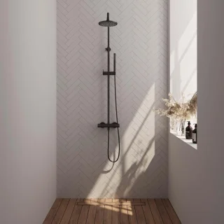Brauer Black Carving Opbouw Thermostatische Regendoucheset