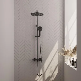 De Brauer Black Carving Opbouw Thermostatische Regendoucheset in één oogopslag