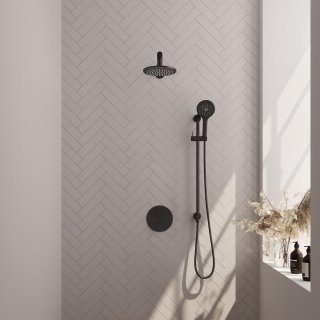 De Brauer Black Carving Thermostatische Inbouw Regendoucheset in één oogopslag