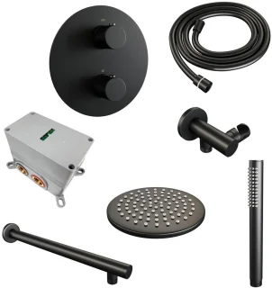 Brauer Black Carving Thermostatische Inbouw Regendoucheset Mat Zwart