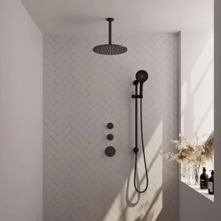 Brauer Black Carving Thermostatische Inbouw Regendoucheset - Mat Zwart