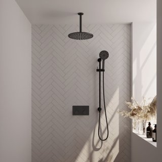 De BRAUER Black Edition SET 72 inbouw regendoucheset mat zwart in één oogopslag