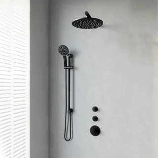 Brauer Black Edition thermostatische inbouwdoucheset 30cm mat zwart