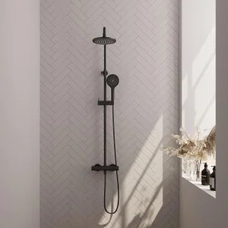 Brauer Black Edition Thermostatische Opbouw Regendoucheset Mat Zwart