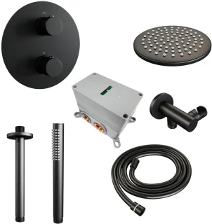Brauer Black Edition Thermostatische Regendoucheset Inbouw Mat Zwart