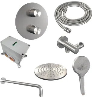 Brauer Brushed Carving Thermostatische Inbouw Regendoucheset