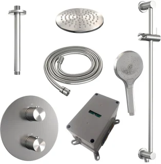 Brauer Brushed Carving Thermostatische Regendoucheset Inbouw