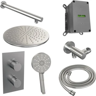 Brauer Brushed Edition Regendouche 30cm Thermostaat Inbouw Geborsteld Nikkel