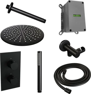 Brauer Brushed Edition Regendouche Set 35 Thermostaatkraan 20cm Rond Geborsteld Nikkel