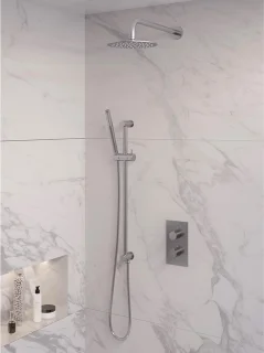 Brauer Brushed Edition Regendouche Set 39 thermostaatkraan inbouw 20cm rond geborsteld nikkel