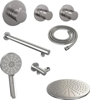 Brauer Brushed Edition thermostatische inbouw doucheset geborsteld nikkel