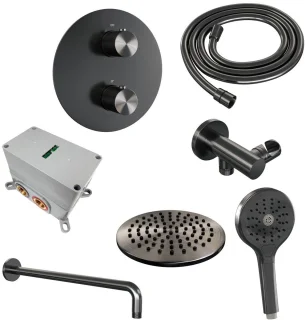 Brauer Carving Gunmetal Thermostatische Inbouw Regendoucheset