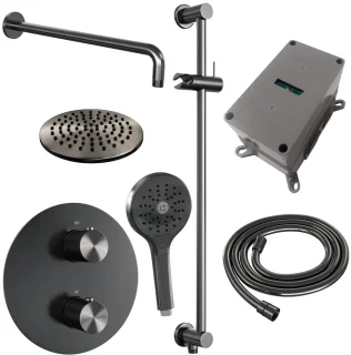 Brauer Carving Gunmetal Thermostatische Inbouw Regendoucheset