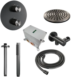 Brauer Carving Thermostatische Inbouw Regendoucheset Gunmetal