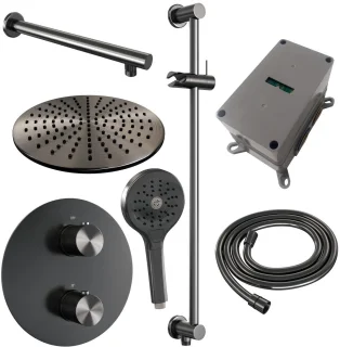 Brauer Carving Thermostatische Inbouw Regendoucheset Gunmetal