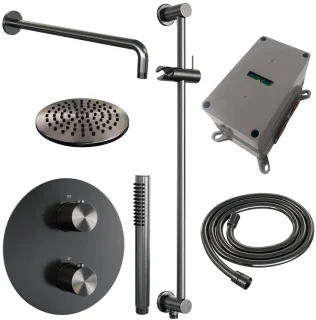 Brauer Carving Thermostatische Inbouw Regendoucheset Gunmetal