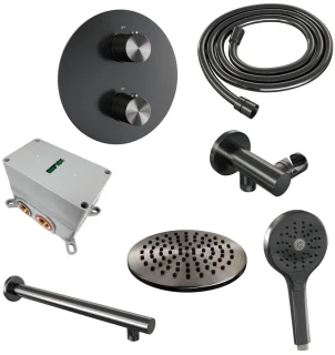 Brauer Carving Thermostatische Inbouw Regendoucheset Gunmetal