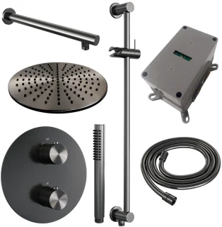 Brauer Carving Thermostatische Inbouw Regendoucheset Gunmetal