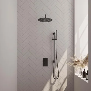 Brauer Carving Thermostatische Inbouw Regendoucheset Mat Zwart