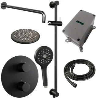 Brauer Carving Thermostatische Inbouw Regendoucheset Mat Zwart