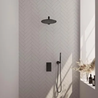 Brauer Carving Thermostatische Inbouw Regendoucheset Mat Zwart
