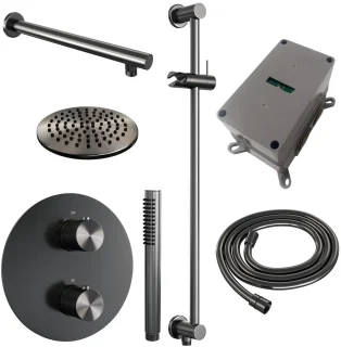 Brauer Carving Thermostatische Regendoucheset Inbouw Gunmetal