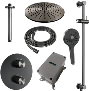 Brauer Carving Thermostatische Regendoucheset Inbouw Gunmetal