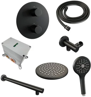 Brauer Carving Thermostatische Regendoucheset Inbouw Mat Zwart