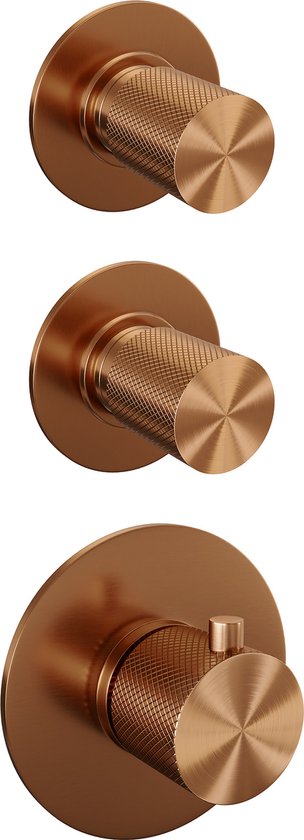 Brauer Copper Carving regendoucheset inbouw PVD geborsteld koper