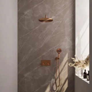 BRAUER Copper Carving thermostatische inbouw regendouche SET 58 koper geborsteld PVD